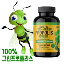 브라질 그린 프로폴리스 100% 가루 캡슐 녹색 초록 효능 추천 플라보노이드 직구, 1병, 60캡슐