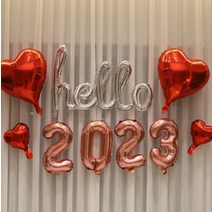 새해 헬로 2023 신년 연말 홈파티 풍선, 1.헬로로즈숫자실버