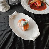 [해외직구] 빈티지 화이트 리본 디저트 접시, 1개