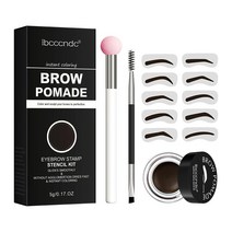 5가지 색상 브로우 포마드 눈썹 스탬프 및 스텐실 키트 쉐이핑 방수 아이브로우 크림 재사용 가능한 10개 포함 완벽한 자연스러운 눈썹용 (04), 05, 05