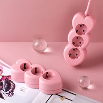 아이정 디자인 멀티탭 하트탭 2구 3구 16A 멀티탭, 3구 핑크, 3m, 1개