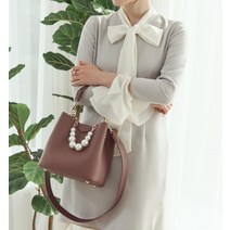루나앤루나 마브르 가죽 크로스 숄더 여성 버킷백 스몰 로얄핑크