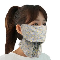 고운골프 L지지미 면마스크 미세먼지 UV 차단 골프마스크, 민트플라워지지미