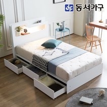 동서가구 소프 인싸 LED 호텔 수납 침대프레임(슈퍼싱글/ 퀸/ 킹), 화이트