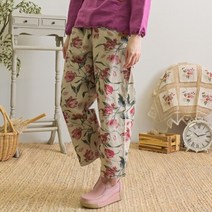 내추럴가든 큰꽃 포켓절개 린넨 팬츠