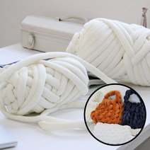 자이언트 빅 얀 실 루피 뜨개실 망고실 벨벳 가방 만들기 3cm 1kg, 벨벳__아이보리, 1개