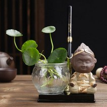 작은 불상 스님 도자기 입상 공예 홈 장식 장식품 미니어처 크리에이티브, 라이트 그레이