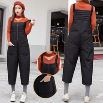 차쿠 여성용 패딩 멜빵바지 방한바지 BY