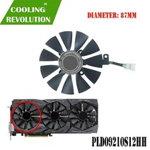 쿨러 쿨링 팬 써멀 구리스 패드 87MM PLD09210S12HH GTX 980 Ti R9390X 390 GTX 1060 1070 1080 RX 480 RX480 그래픽 카드, 4 핀