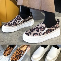 [KT알파쇼핑]호피무늬 스니커즈 통굽 3컬러 여성단화 슬립온