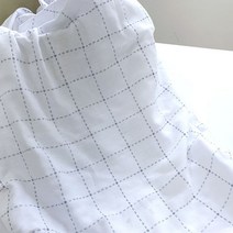 면100% 대폭 부드러운 워싱 이중 거즈원단 18종 모음 거즈천 원단, 18-1. 삼중거즈 시크 체크(화이트)
