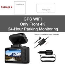 어라운드뷰 obdpeak m63s dash cam dual lens ultra hd real 4k car dvr wifi gps rear view night wdr 후방 카메라, 단일 렌즈-24h 공원, 협력사, 128g tf 카드로