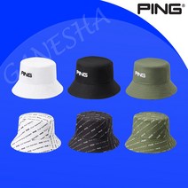 핑 남성 골프 버킷햇모자 패턴 리버시블 양면 사용 벙거지 골프모자, 블랙