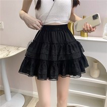 [페미닌/러블리] 하늘하늘 여성 쉬폰 2단 주름 미니 스커트 2color // (프릴 주름 2단 캉캉 속바직 내장 쉬폰 스커트 치마)
