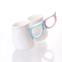 클라보 윙머그 천사 머그컵 400cc 빅머그 핸드메이드 커플선물, 핑크+블루 세트