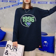 아이디티 1996 여성 오버핏 기모 롱 티셔츠 옆트임 루즈핏 박시 빅사이즈 롱티셔츠