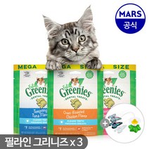 필라인 그리니즈 고양이 구강관리 파우치, 그리니즈 참치, 3개