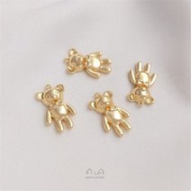 금토끼 선물 장식 소품 순금 황금 14K 골드 도금 귀여운 리틀 베어 토끼 펜던트 수제 보석 DIY 팔찌 목걸이 쥬얼리, 01 1개, 23 15x9mm