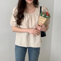 [다잇템] 여자 어깨퍼프 봄여름 반소매 블라우스