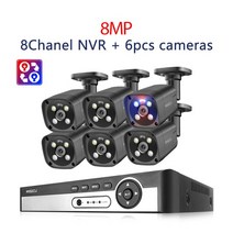 무선홈캠 강아지홈캠 PTZ카메라 IP카메라 홈캠 펫캠 MISECU UHD POE 보안 시스템 야외 8MP 얼굴 감지 H265 CCTV 레코드 감시 보호 키트 8CH 4K P2P, 18.4T  8CH NVR AND 6PCS CAM