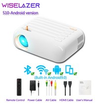 WISELAZER 새로운 S10 휴대용 WIFI 영사기 소형 똑똑한 지원 4K HD 영화 영사기 100 인치 큰 스크린 LED Bluetooth 영사기, Android version_AU 플러그