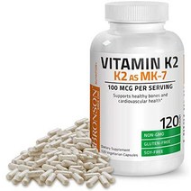브론슨 비타민 k2 mk-7 메나퀴논 100 mcg non-gmo 120 캡슐 비타민, 120개1팩