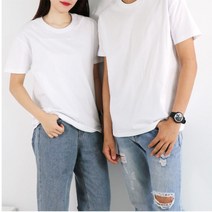 국내최저가 원단 코튼 라운드 무지 반팔티셔츠 흰티 뚜꺼운 반팔티 20수면티