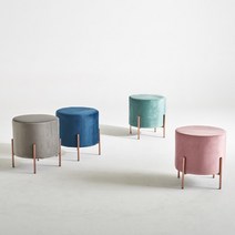 베노비네 패브릭 원형 다용도 화장대 스툴 YY1137-5, 블루