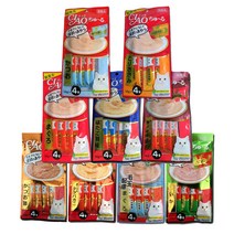이나바 챠오츄르 고양이간식 10종 14g x4p 10개 묶음 모음, 차오츄르 캣 닭오징어14g4p 10개