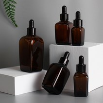 스포이드 브라운 사각 라운드 유리병 화장품 용기 에센스 오일 만들기 DIY, 100ml