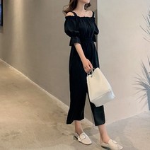 스타일리쉬한 느낌 와이드팬츠 오프숄더 점프수트 여름원피스-72394EA