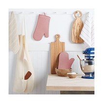 키친에이드 리브드 소프트 실리콘 오븐 미트 세트 드라이 로즈 2개, KitchenAidDried Rose