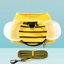 강아지 꿀벌 그물 날개 포켓 하네스 줄 세트, L