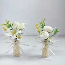 가더GADE 미니꽃다발 과 미니 유리화병 세트 2개 납골당 리스 꽃병 조화꽃장식 꾸미기 봉안당 미니어쳐 미니어처, 6AC) No.3+No.4