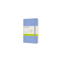 Moleskine 클래식 노트 소프트 커버 포켓 (8.9cm x 14cm(3.5 x 5.5인치)) 룰드/라인 스칼렛 레드 192페이지, Plain, Hydrangea Blue