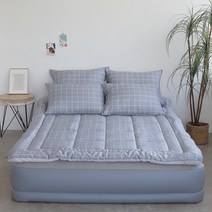 [르헤브] 쿼드라 체크 풍기인견 토퍼 K/킹, 그레이