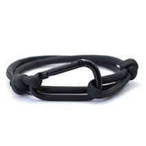 남성용 야외 모험 등산 팔찌 수제 조절 파라코드 블랙 카라비너 남성 펑크 쥬얼리 Pulsera, [01] Black