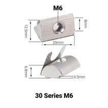 목공 레이저 기계 공구 전기 톱 나무목공 10/2020 Pcs M4 M5 M6 M8 파편 너트 블록 드롭 시트 스프링 너트 3030 4040 4545 알루미늄 압출 프로파일, 30-M6 (20PCS), Stailess Steel
