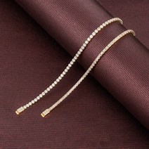 풍속계 Luomansi 정품 럭셔리 고탄소 다이아몬드 슈퍼 플래시 S925 스털링 실버 결혼 연인 3mm, 6.Gold - 17cm
