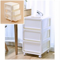 뉴리웹 조립식 이동서랍장 3단 화이트서랍장 낮은서랍장 작은서랍장