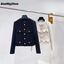 여자트위드자켓 럭셔리 패션 골든 싱글 브레스트 코트 재킷 빈티지 겉옷 가을 재킷