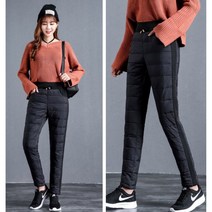 앞뒤 양면 오리털 오리털 패딩바지 날씬이 바지 보온 오리털패딩 팬츠 깃털패딩 여성패딩바지 기모바지 겨울바지