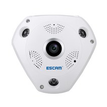 [해외] ESCAM 상어 QP180 HD 960P 1.3MP 360 파노라마 fisheye PTZ 적외선 카메라 VR 카메라 지원 VR 상자 및 마이크로 SD 카드, 미국 플러그, STANDARD