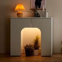 사사가구 힐리아 LED 수납형 벽난로 콘솔, 크림화이트