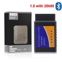 25K80 Elm327 블루투스 OBD2 V1.5 Elm 327 V 1.5 OBD 2 자동차 진단 도구 스캐너 Elm 327 OBDII 어댑터 자동 진단 도구
