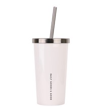 에버리 스테인레스 이중구조 텀블러+스테인레스 빨대, 450ml, 화이트
