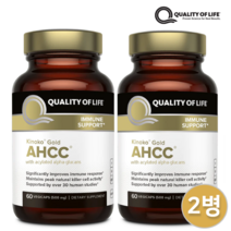 프리미엄 키노코 골드 AHCC 500mg 버섯보충제 식물성 베지캡슐 60정 2병, 60 베지캡슐(2병)