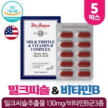 닥터 밀크씨슬 실리마린 간건강 밀크시슬 추출물 130mg 아티초크분말 비타민B군 함유 식약처인증 건강기능식품, 30정 x 5박스(5개월)