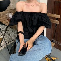 해외여행지옷 여자 어깨 라인 오프 숄더 블라우스 이쁜 여름 상의-72394EA