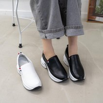 소가죽 발편한 굽높은운동화 키높이 슬립온 에어쿠션 스니커즈